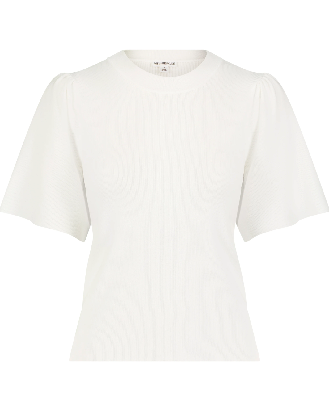 VISCOSE BLEND FLARED SLEEVE CREW IN WHITE