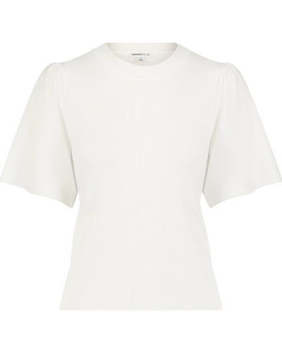 VISCOSE BLEND FLARED SLEEVE CREW IN WHITE