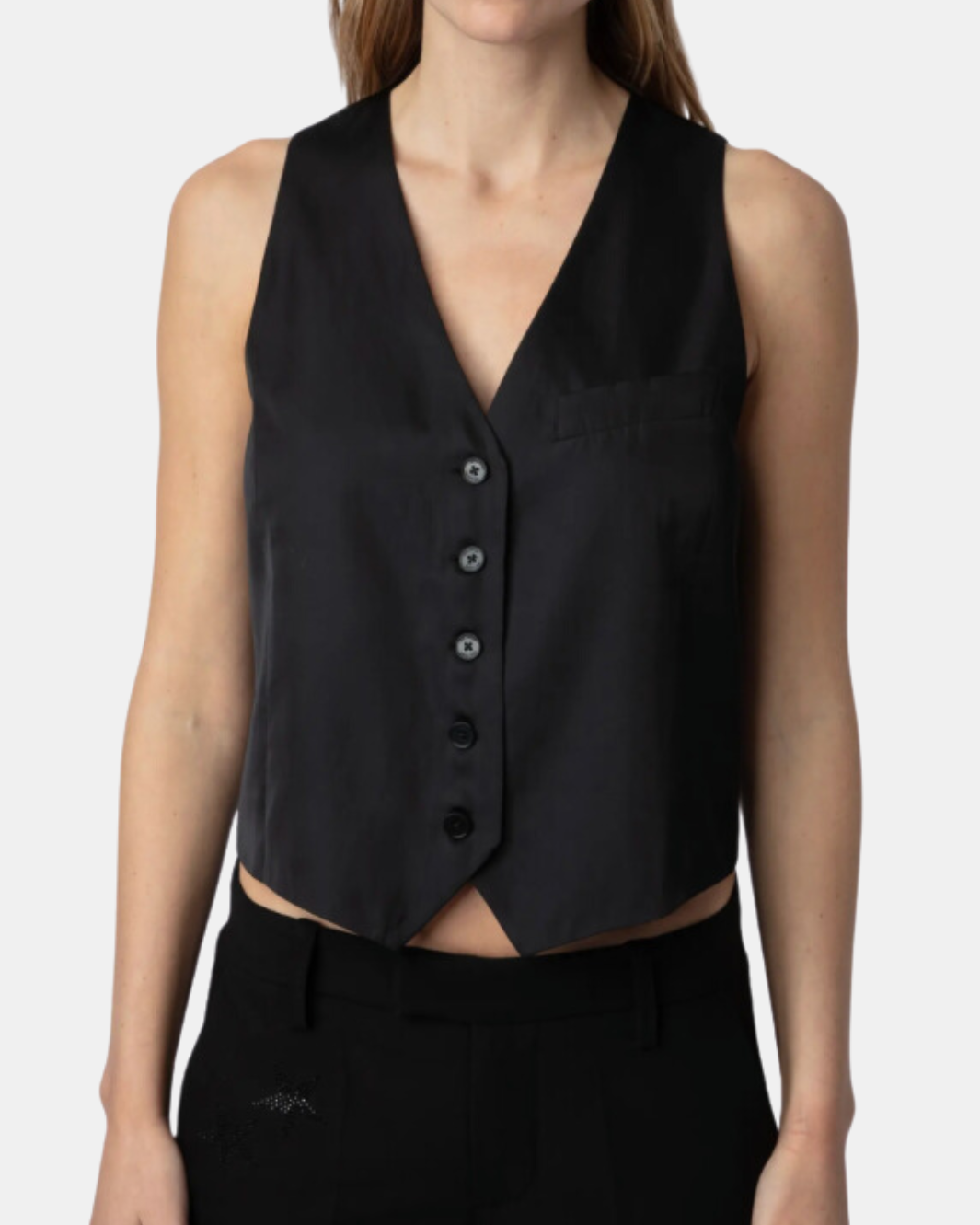 EMAUX SATIN VEST IN NOIR - Romi Boutique