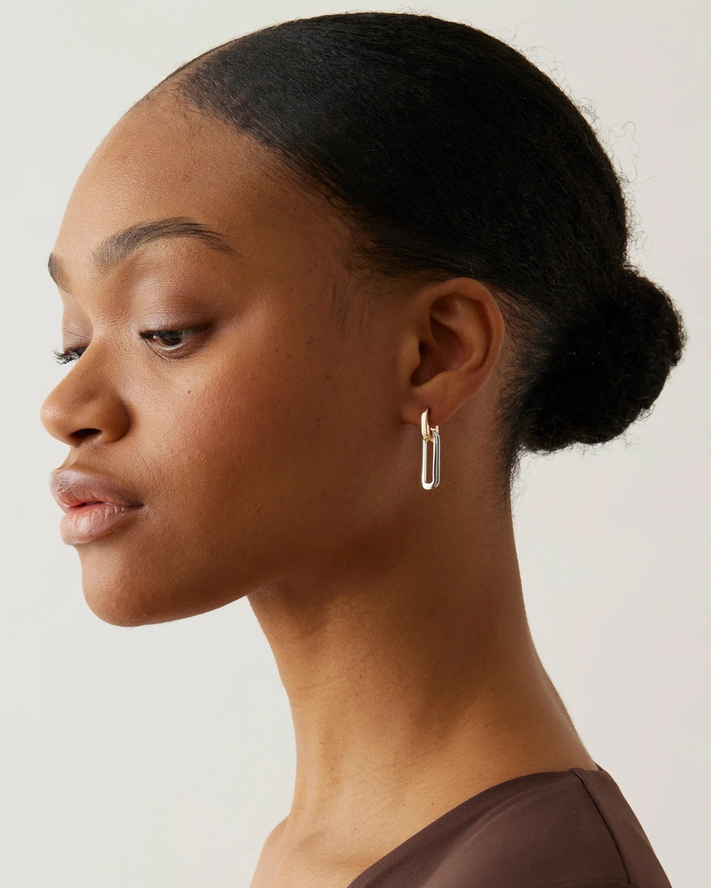 TEENI DETACHABLE LINK EARRINGS IN TWO TONE