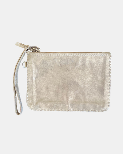 LAILA WRISTLET POUCH IN SILVER - Romi Boutique