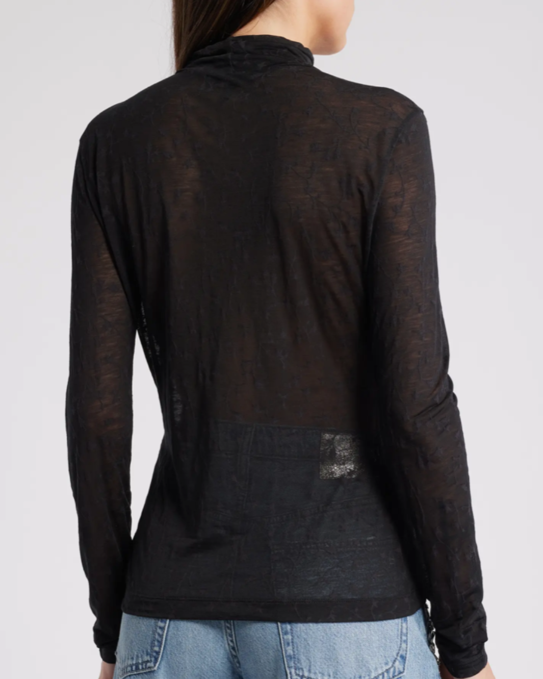 VALENCIA MICRO FLORAL TURTLENECK IN BLACK