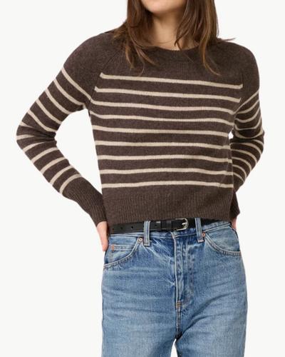 BLAKELY CASHMERE PULLOVER IN COFFEE COMBO