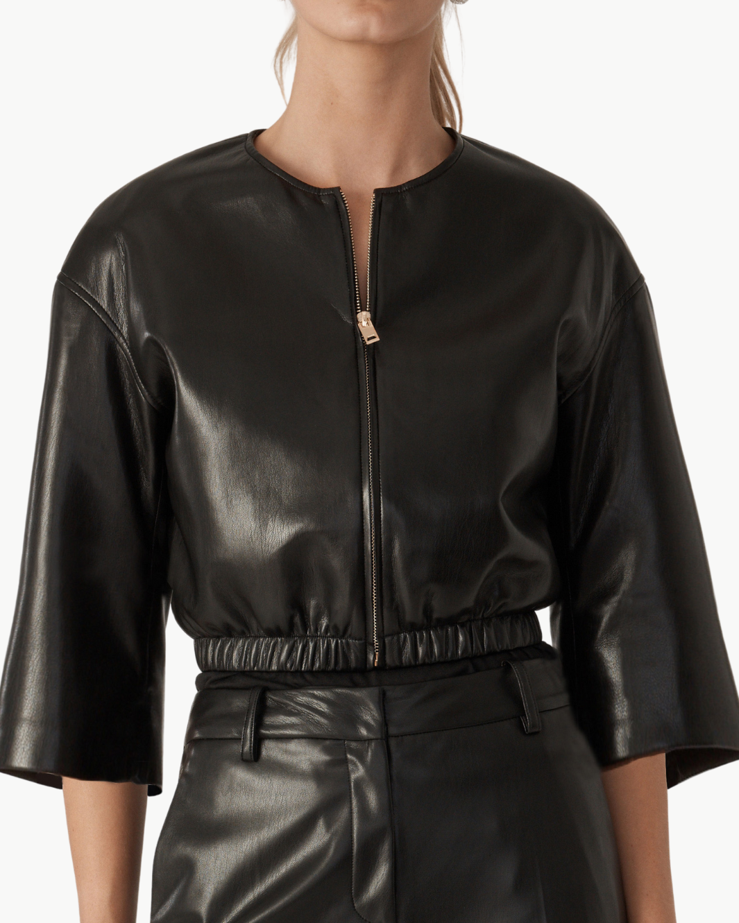 BRANDO VEGAN LEATHER BOMBER IN BLACK