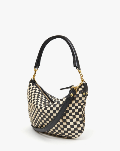 PETIT MOYEN MESSENGER WOVEN CHECKER IN BLACK/CREAM