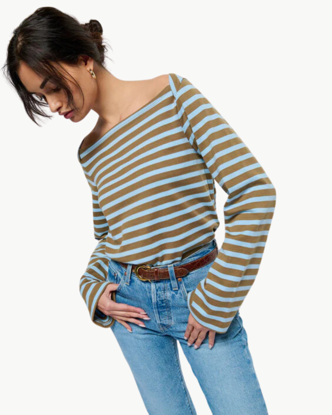 BRYCE STRIPE BOAT NECK IN CAPERS PRATO STRIPE