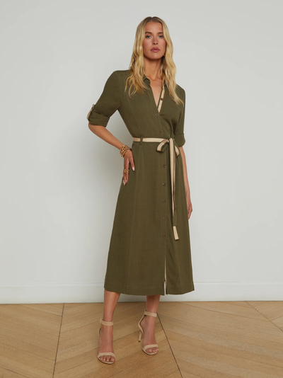 MALIKA SHIRT DRESS IN IVY GREEN