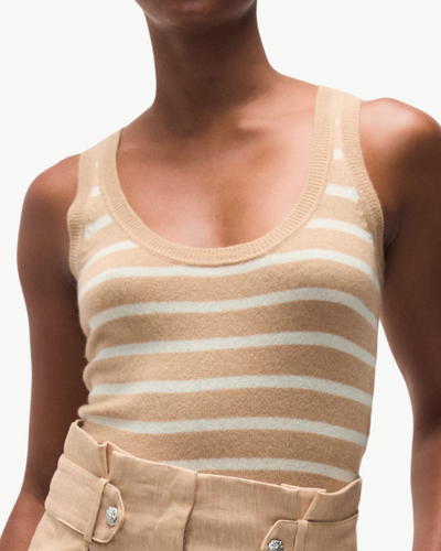 BIRKE CASHMERE TANK IN SAND/IVORY