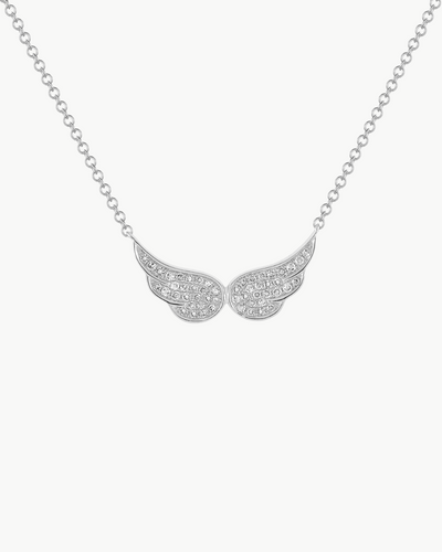 DIAMOND DOUBLE ANGEL WING IN SILVER