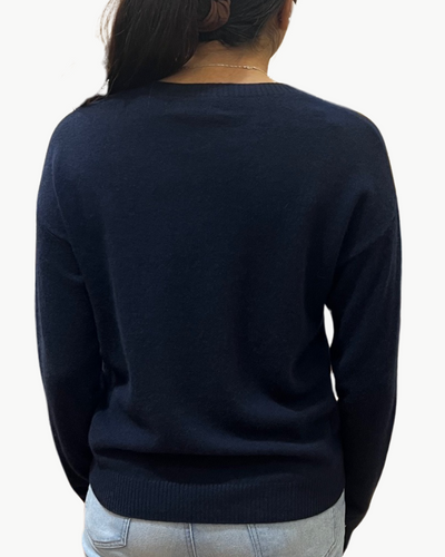 YARA CREWNECK IN NAVY/MAPLE RED