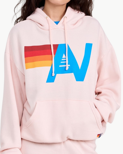 LOGO PULLOVER RELAXED HOODIE IN LIGHT PINK