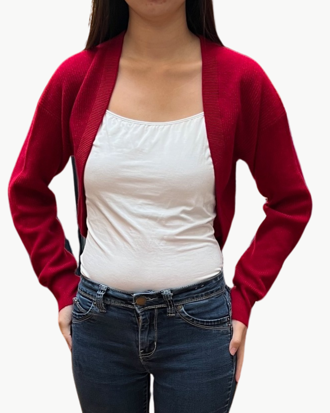 SHAKER SHRUG IN RUBY