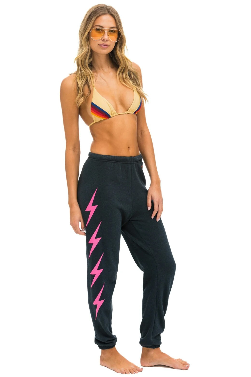 BOLT 4 SWEATPANTS IN CHARCOAL/NEON PINK