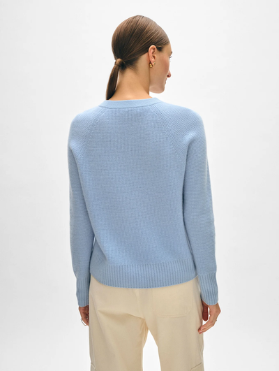 CASHMERE WAFFLE SWEATSHIRT IN ICY BLUE