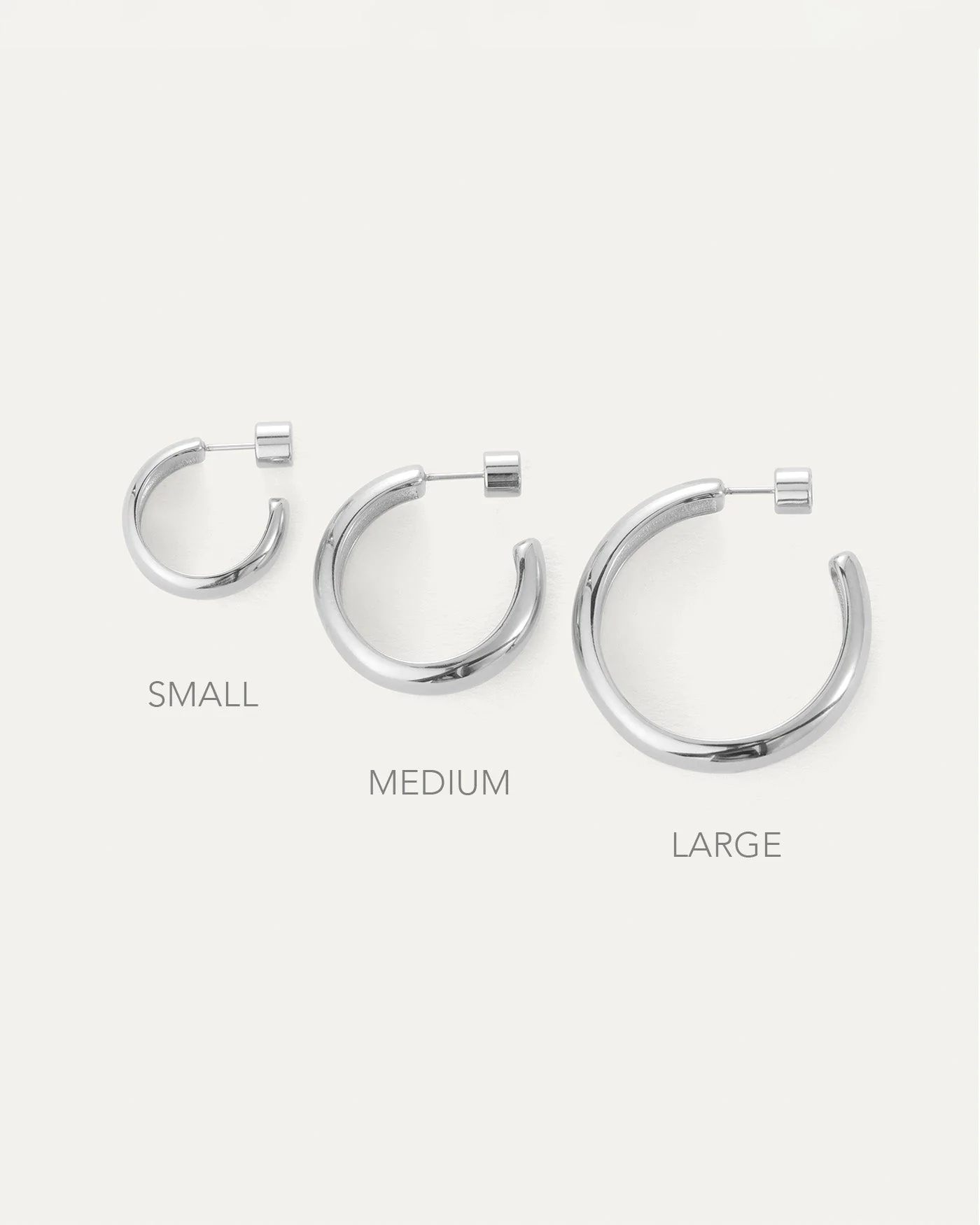 STAPLE HOOPS SMALL IN RHODIUM