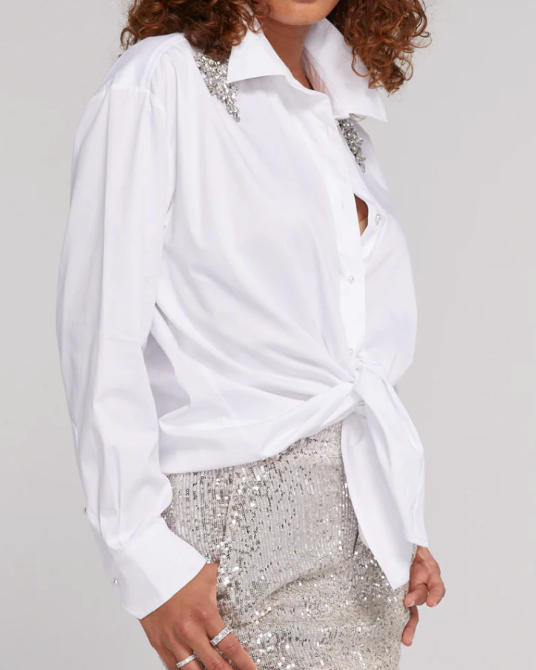 MITCHIE CRYSTAL POPLIN SHIRT IN WHITE