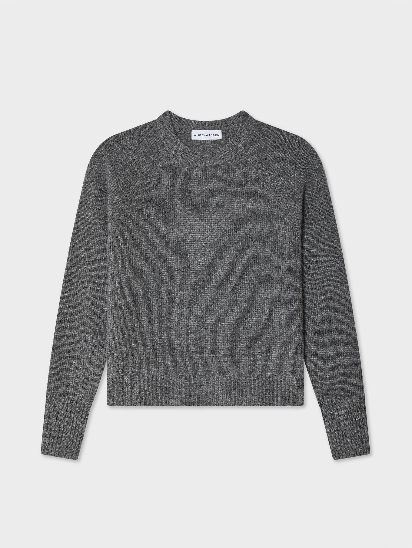 CASHMERE WAFFLE SWEATSHIRT IN GRAPHITE HEATHER