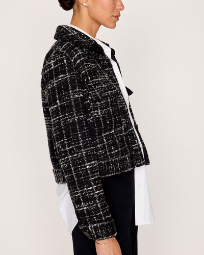 TWEED CROPPED JACKET IN BLACK/WHITE