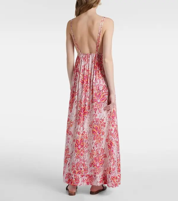 LONG DRESS CASSANDRA IN PINK EXOTIC FOREST