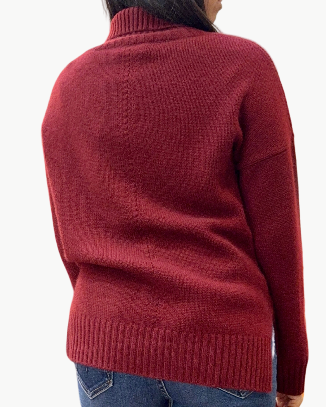 YORKE OVERSIZED MOCK NECK SWEATER IN BURGUNDY