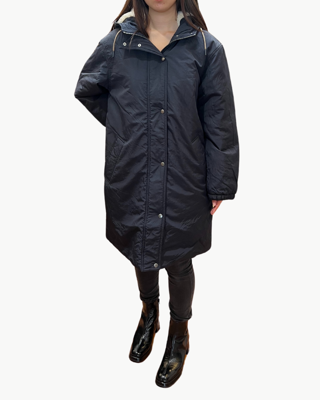 VENLO WOMAN WOVEN COAT IN NAVY