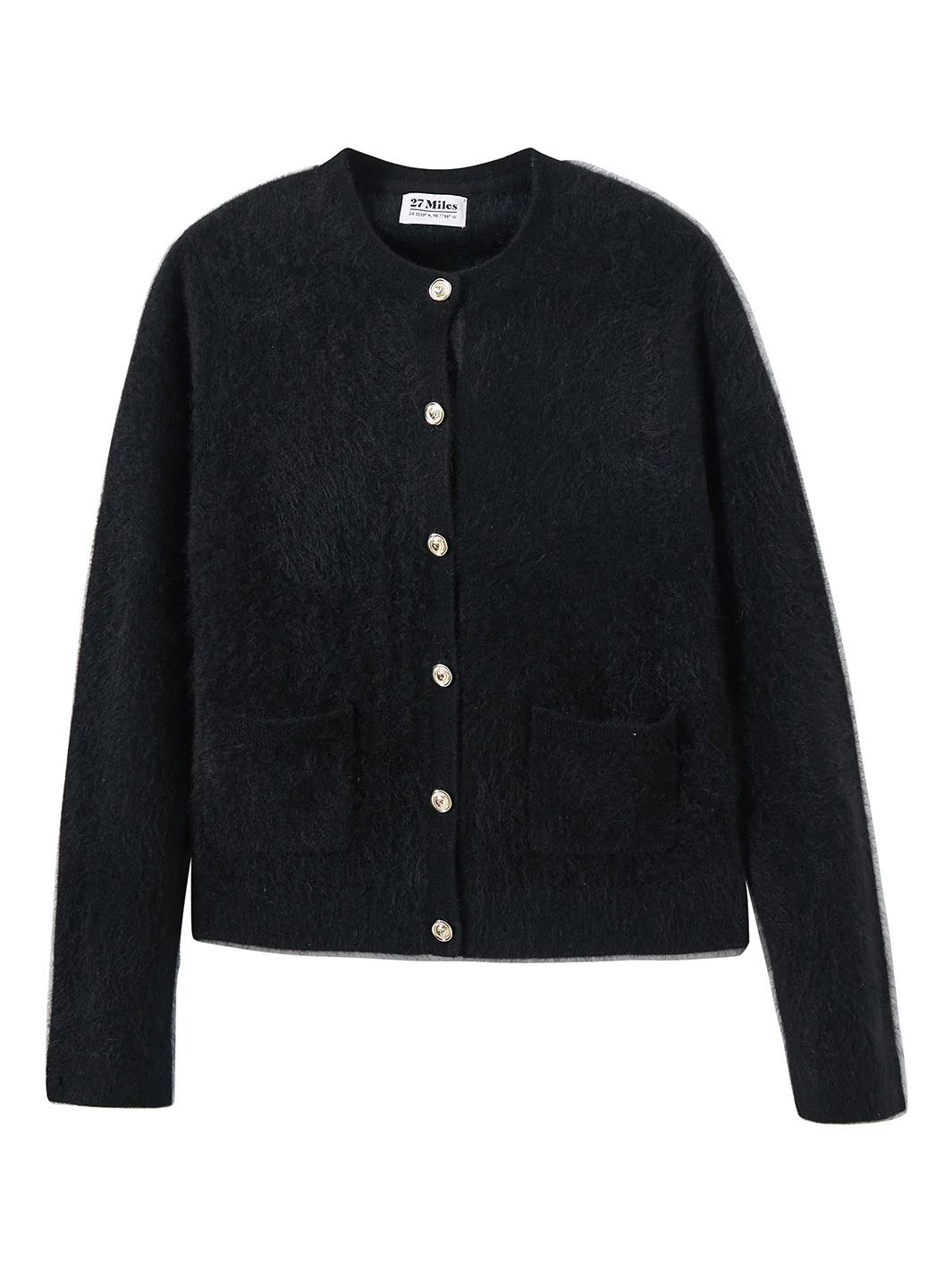 GWENDOLYN CREW NECK CARDIGAN IN BLACK