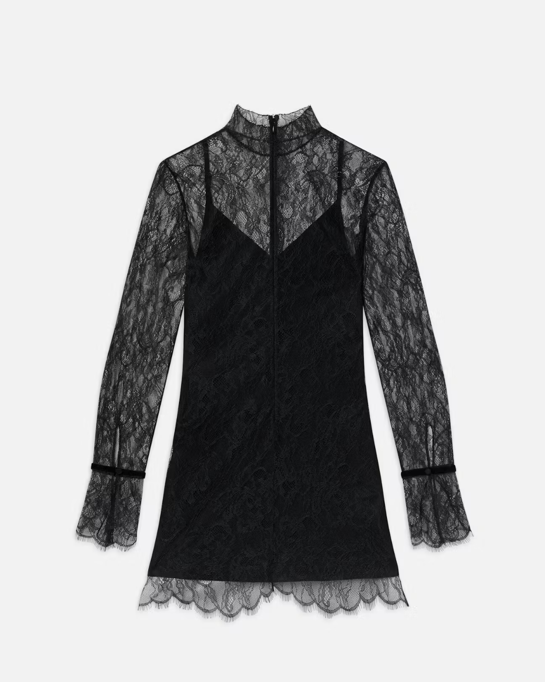 LACE SHIFT DRESS IN BLACK