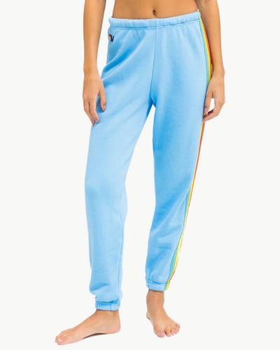 5 STRIPE WOMENS SWEATPANT IN SKY/RAINBOW