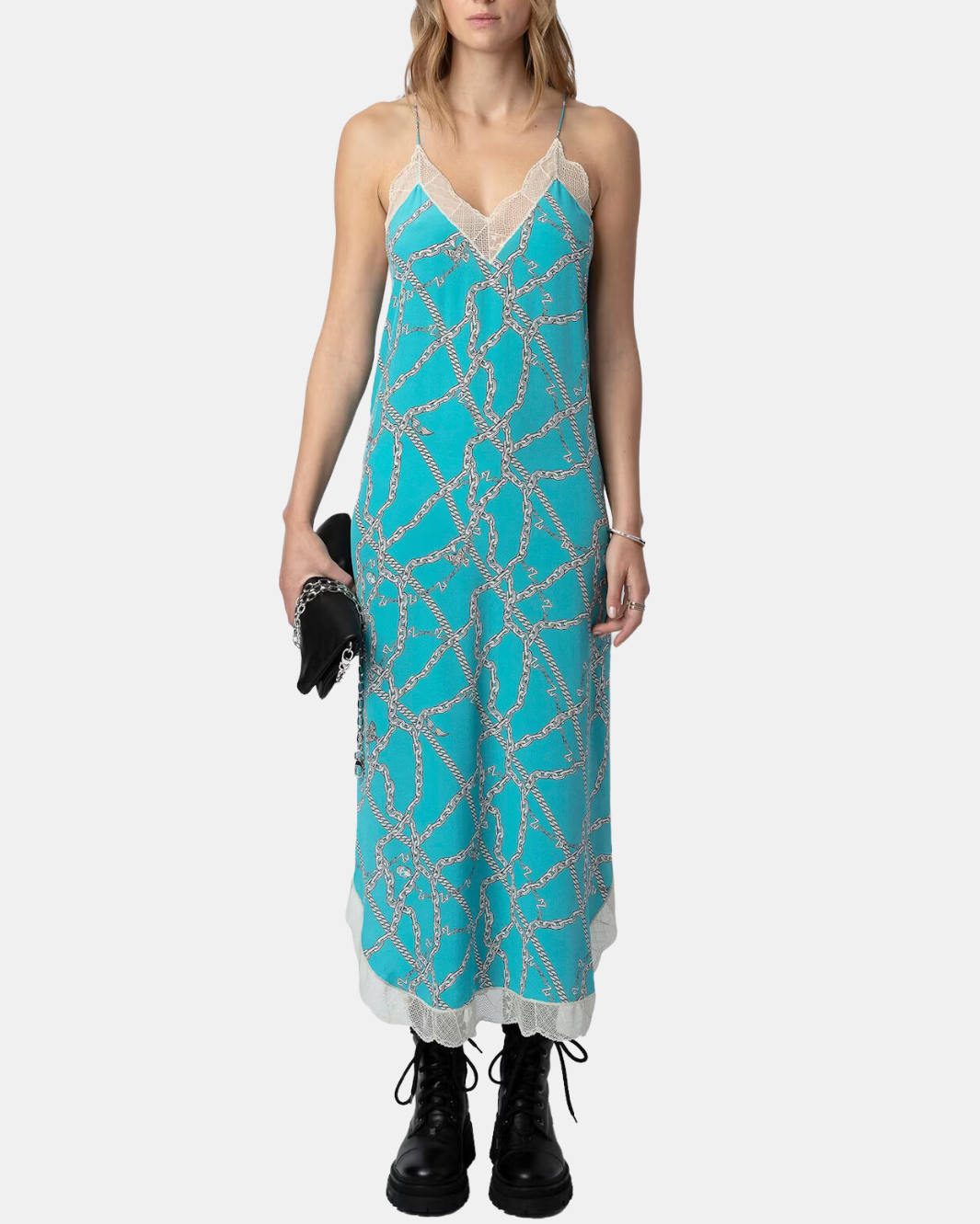 RISTYL SILK DRESS IN AQUA - Romi Boutique