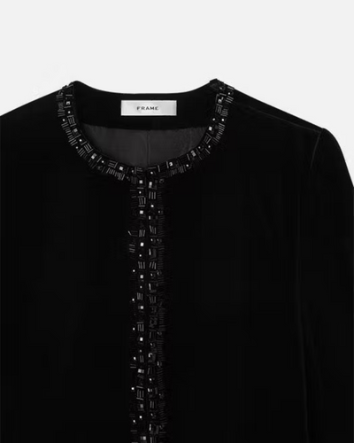 EMBELLISHED VELVET JACKET IN BLACK