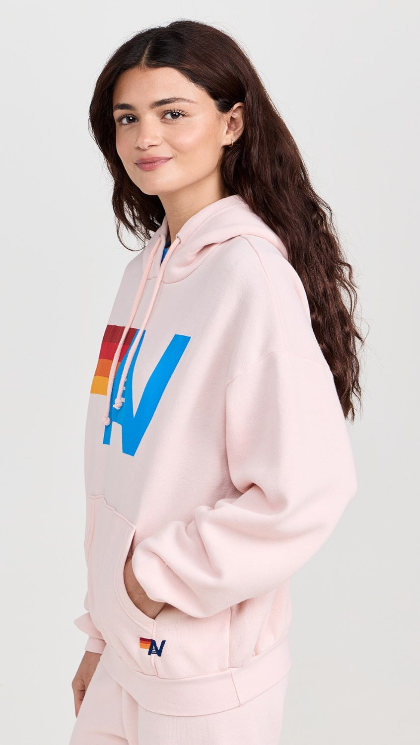 LOGO PULLOVER RELAXED HOODIE IN LIGHT PINK