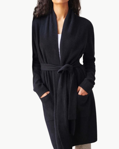 CASHMERE SHORT ROBE IN BLACK