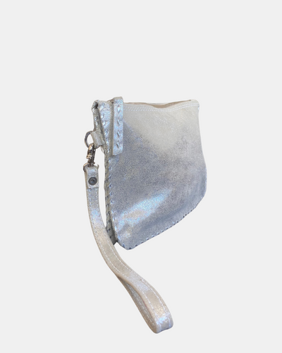 LAILA WRISTLET POUCH IN SILVER - Romi Boutique