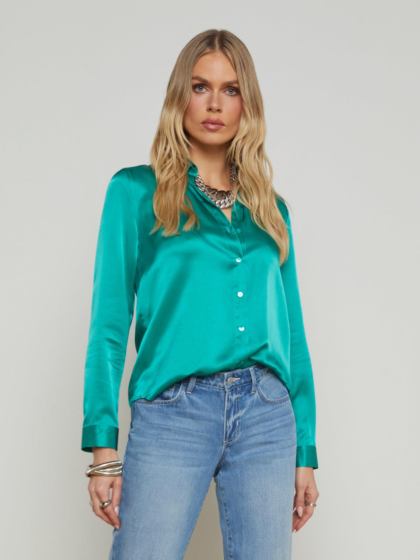 TYLER BLOUSE IN BRIGHT JADE