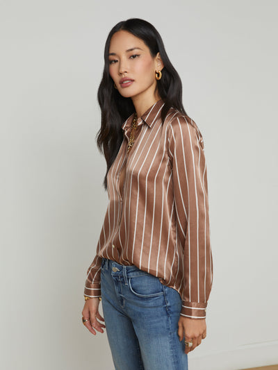 TYLER BLOUSE IN MALT/ECRU STRIPE