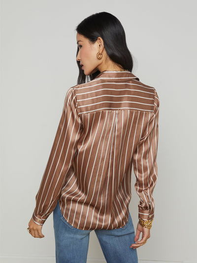 TYLER BLOUSE IN MALT/ECRU STRIPE