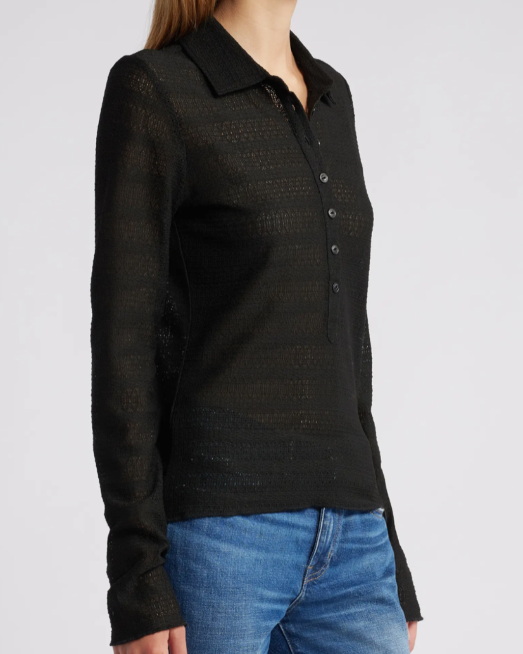 JULIA LONG SLEEVE POLO IN BLACK