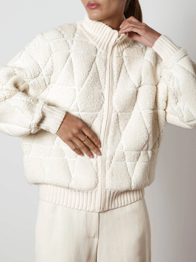 AVALON BOMBER CARDIGAN IN IVORY