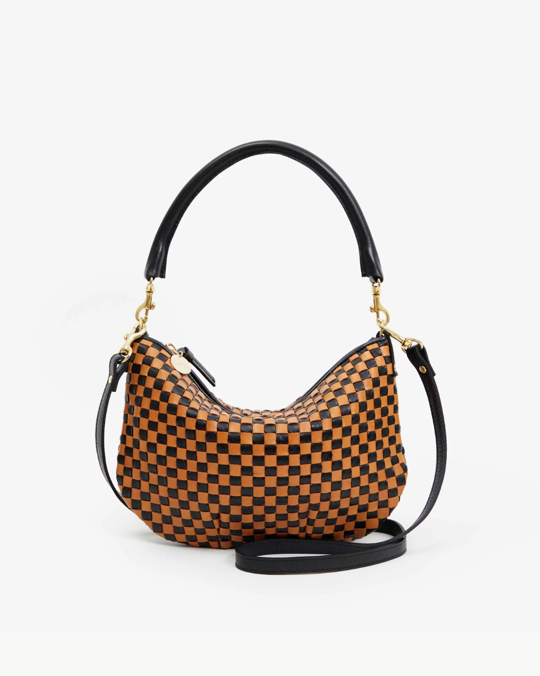 PETIT MOYEN MESSENGER IN BLACK/NATURAL WOVEN CHECKER