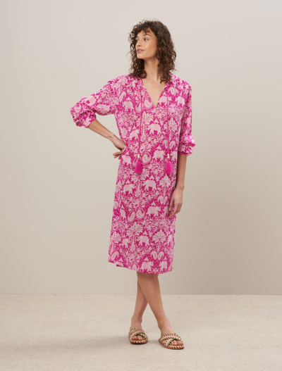 RAHMA WOVEN DRESS IN PINK - Romi Boutique