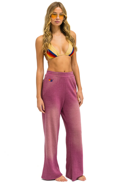 BOLT STITCH WIDE LEG POCKET SWEATPANTS IN FADED BERRY