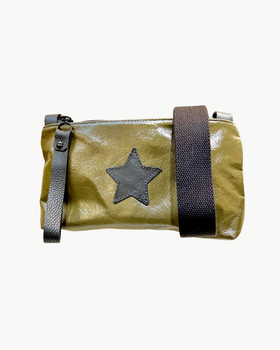 NANCY IN OLIVE PATENT WITH BLACK STAR