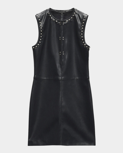 BRIGETTE FAUX LEATHER DRESS IN BLACK