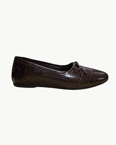 ROMA ROUND TOE BALLET FLAT IN WOOD EMBOSSED CROC