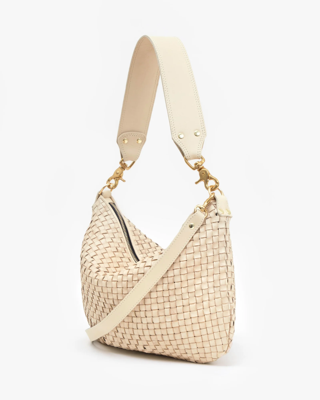 MOYEN MESSENGER IN CREAM WOVEN CHECKER