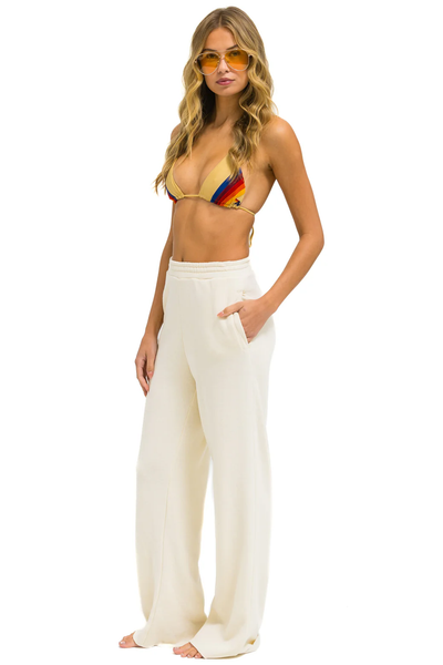 WIDE LEG WOMENS POCKET SWEATPANTS IN VINTAGE WHITE