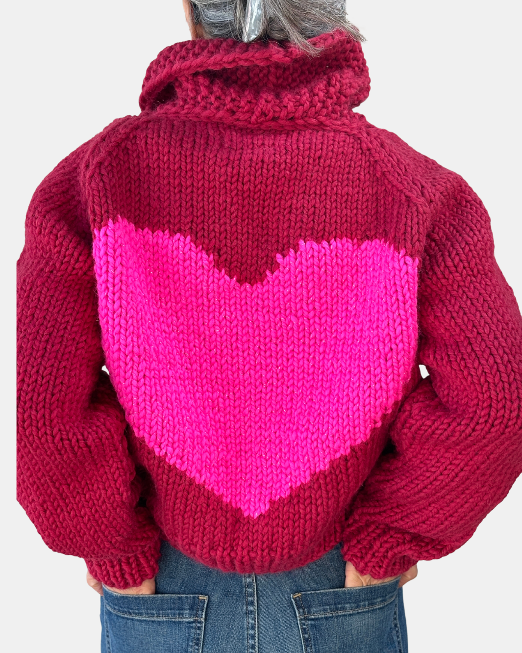 SHORT HEART CARDI IN CRANBERRY