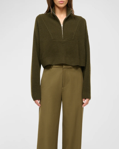 CROPPED HAMPTON CASHMERE SWEATER IN OLIVE