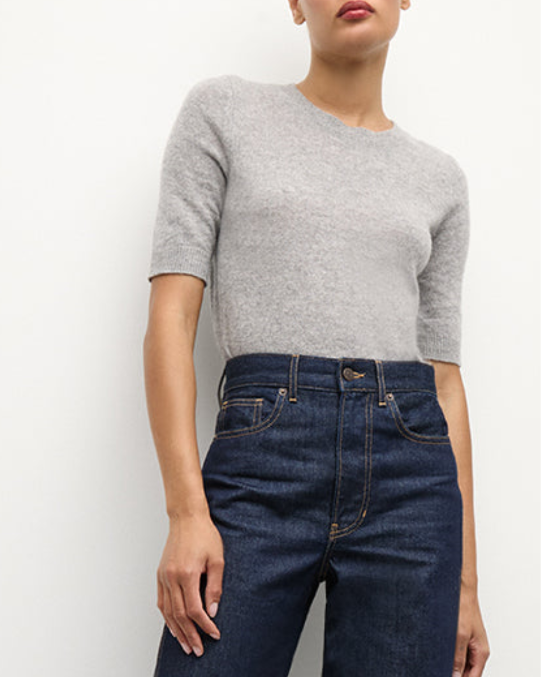 SHANA CASHMERE SWEATER IN HEATHER GREY