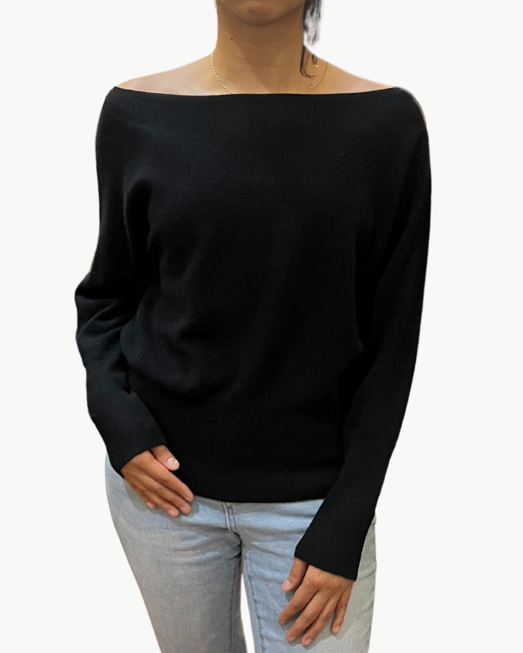 MIMI OFF-THE-SHOULDER SWEATER IN BLACK